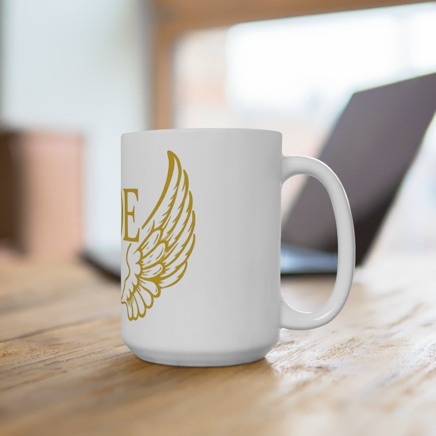 Golden Winged AOE Mug - Inspirational Coffee Cup for Dreamers, Motivational Gift, Home Decor, Unique Present