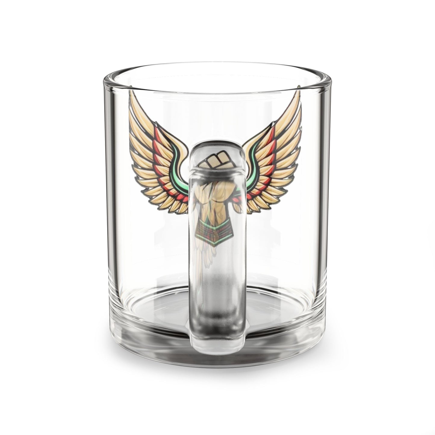 10oz Glass AOE Mug | Angel Wings Between Fist Design | Empowerment Drinkware | Afrocentric