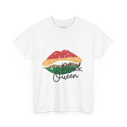 AOE Black Queen Lip Print T-Shirt | Afrocentric Gold Green Red Tee | Melanin Beauty Shirt | African Heritage Apparel | Juneteenth