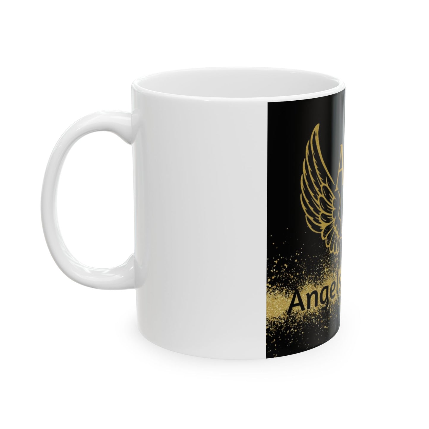 AOE Ceramic Mug with Wings - Angels On Earth Design, Gift for Spiritual Friends, Coffee Cup, Inspirational Tea Mug, Unique Home Decor