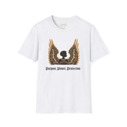 AOE Black Angel with Gold Wings T-Shirt | Empowerment & Spirituality | Angels On Earth Collection