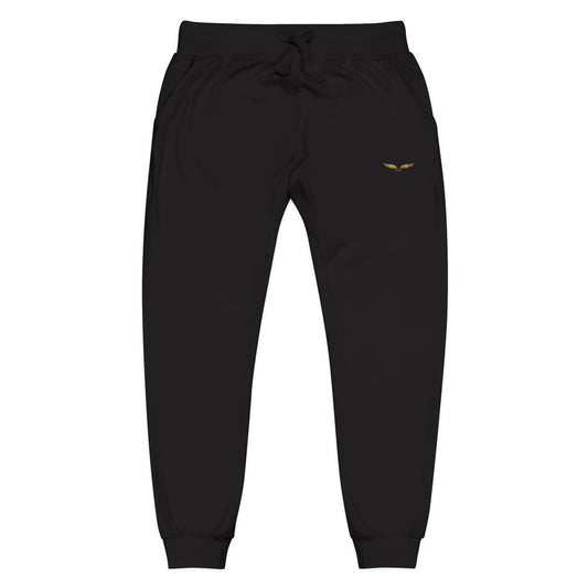 AOE Signature Black Embroidered Fleece Sweatpants