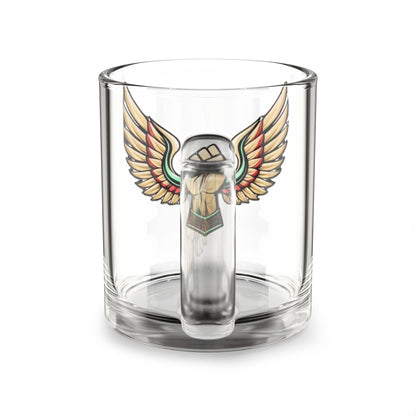 10oz Glass AOE Mug | Angel Wings Between Fist Design | Empowerment Drinkware | Afrocentric