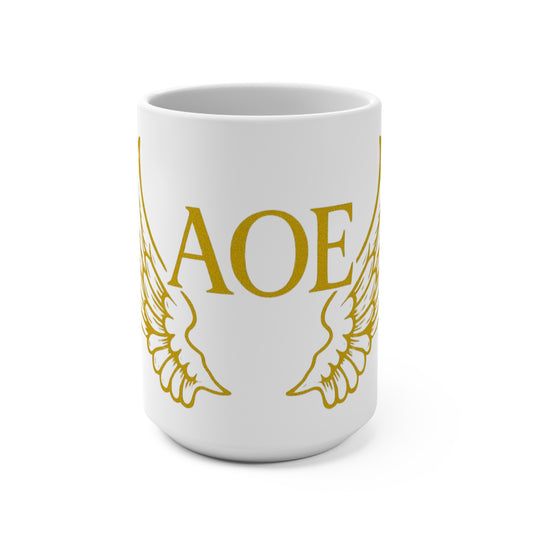 Golden Winged AOE Mug - Inspirational Coffee Cup for Dreamers, Motivational Gift, Home Decor, Unique Present