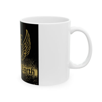 AOE Ceramic Mug with Wings - Angels On Earth Design, Gift for Spiritual Friends, Coffee Cup, Inspirational Tea Mug, Unique Home Decor