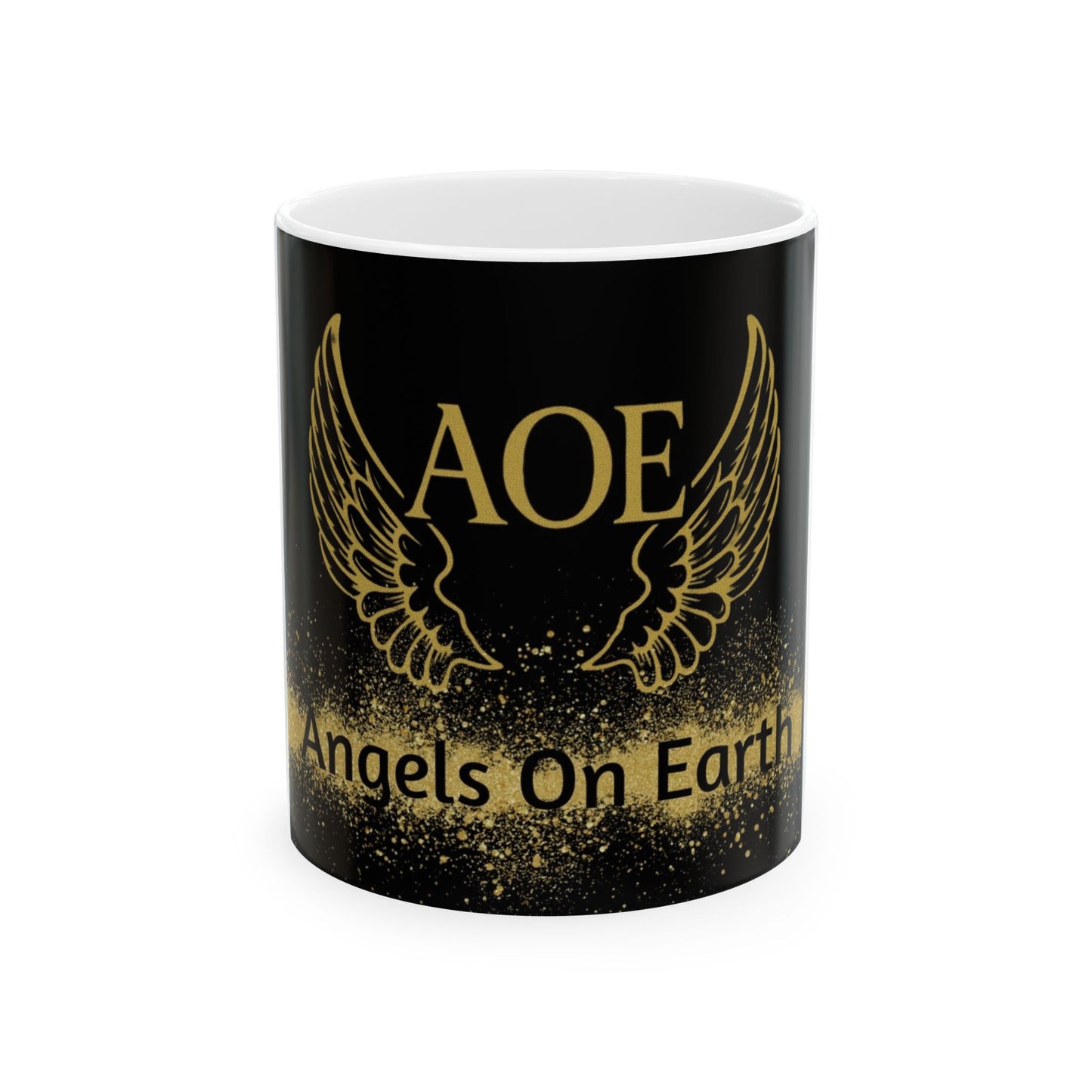 AOE Ceramic Mug with Wings - Angels On Earth Design, Gift for Spiritual Friends, Coffee Cup, Inspirational Tea Mug, Unique Home Decor