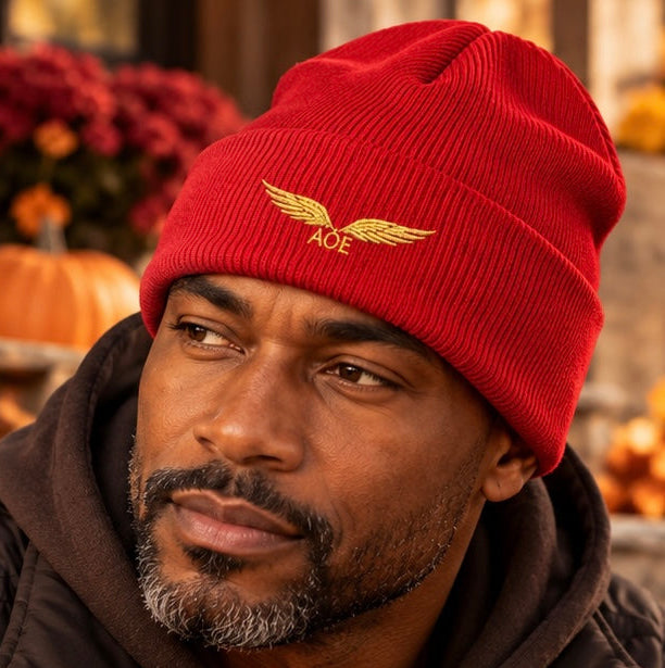 AOE Signature Embroidered Beanie — Autumn Edition
