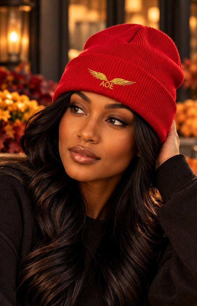 AOE Signature Embroidered Beanie — Autumn Edition