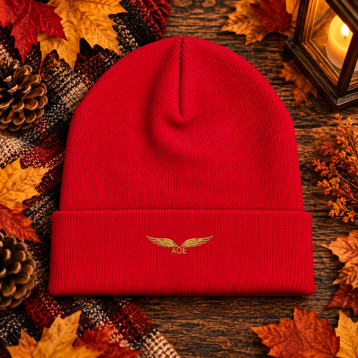 AOE Signature Embroidered Beanie — Autumn Edition
